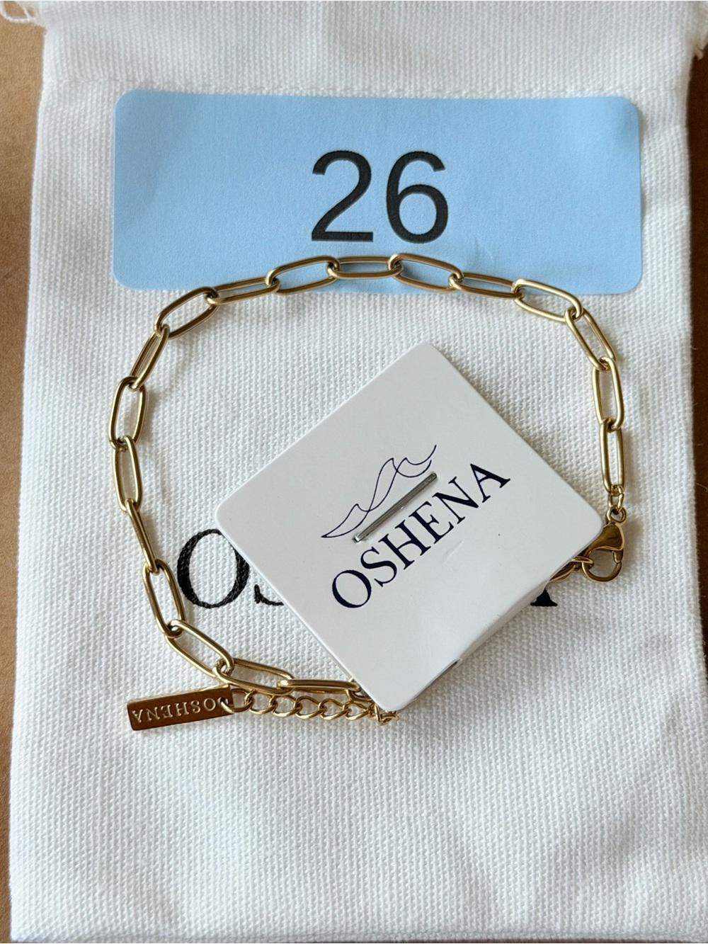 Oshena Paperclip Gold Link Bracelet for Women
